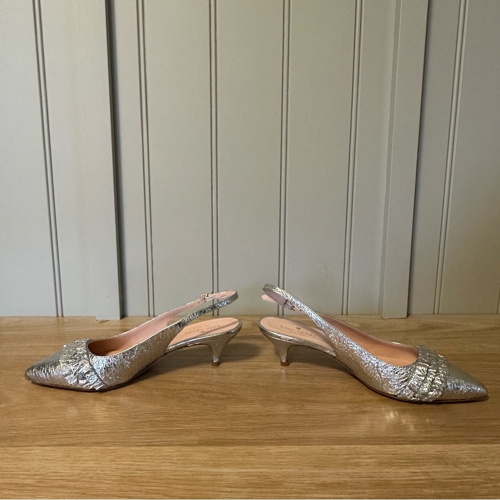 Kate Spade Oliene Silver Slingback Heels - Picture 4 of 16